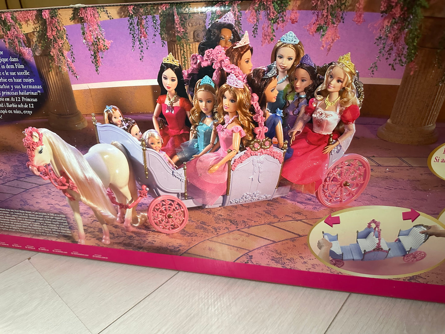 Barbie 12 dancing princesses Fallon with horse + carriage exclusive set RARE